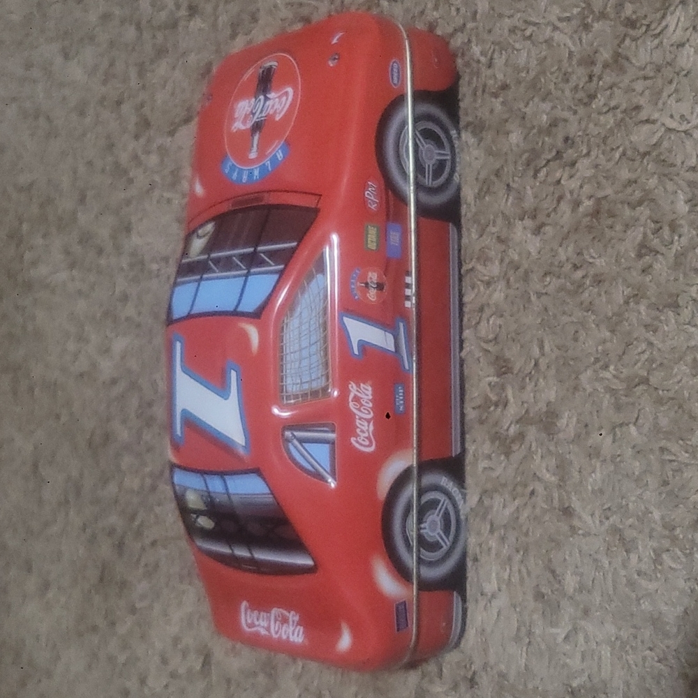 Vintage 1990's Coca Cola Race Car Collectible Metal Tin